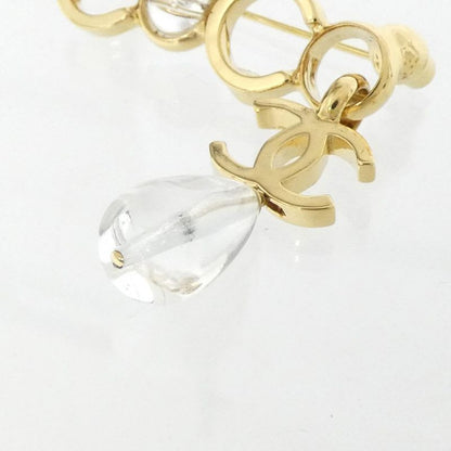Chanel Gold-Toned Signature CC Clear Brooch