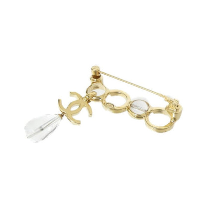Chanel Gold-Toned Signature CC Clear Brooch