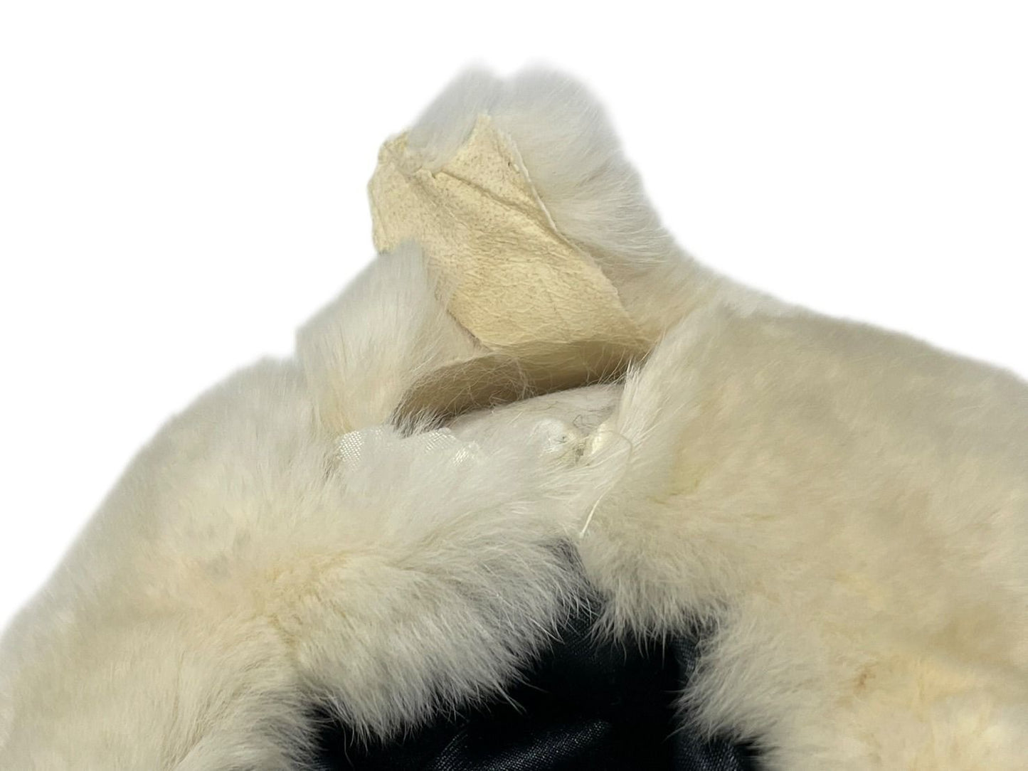 Chanel Hand Warmer Arm Rabbit Fur White Black Gold Gloves — view 7