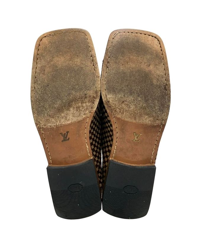 Louis Vuitton Square Toe Slip-on Haraco Damier Sauvage Men's SIZE 6.5 (S) Louis