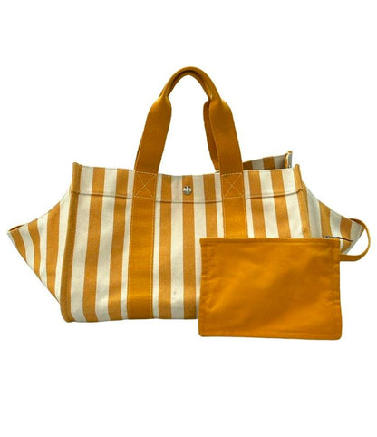 Hermes Tote Bag Canvas Stripe Cannes MM Women's Hermes