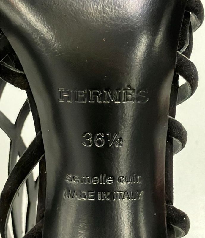 Hermes Sandals Suede Gold Hardware Women's SIZE 36.5 (24cm (9.45in)) Hermes