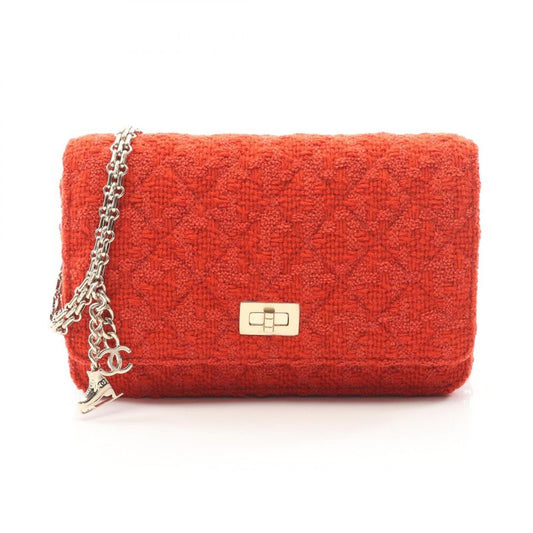 Chanel Shoulder Bag 2.55 Matelasse Red Fabric 2.55 Matelasse Chain Wallet