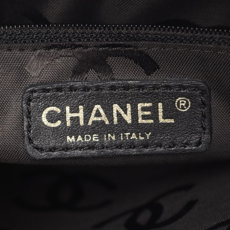 Chanel Handbag Wild Stitch Black Leather Wild Stitch Tote Bag Women's Used A