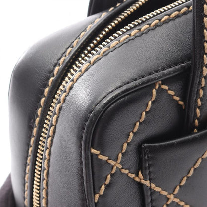 Chanel Handbag Wild Stitch Black Leather Wild Stitch Tote Bag Women's Used A