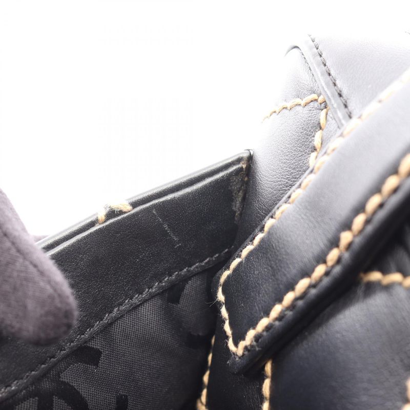 Chanel Handbag Wild Stitch Black Leather Wild Stitch Tote Bag Women's Used A