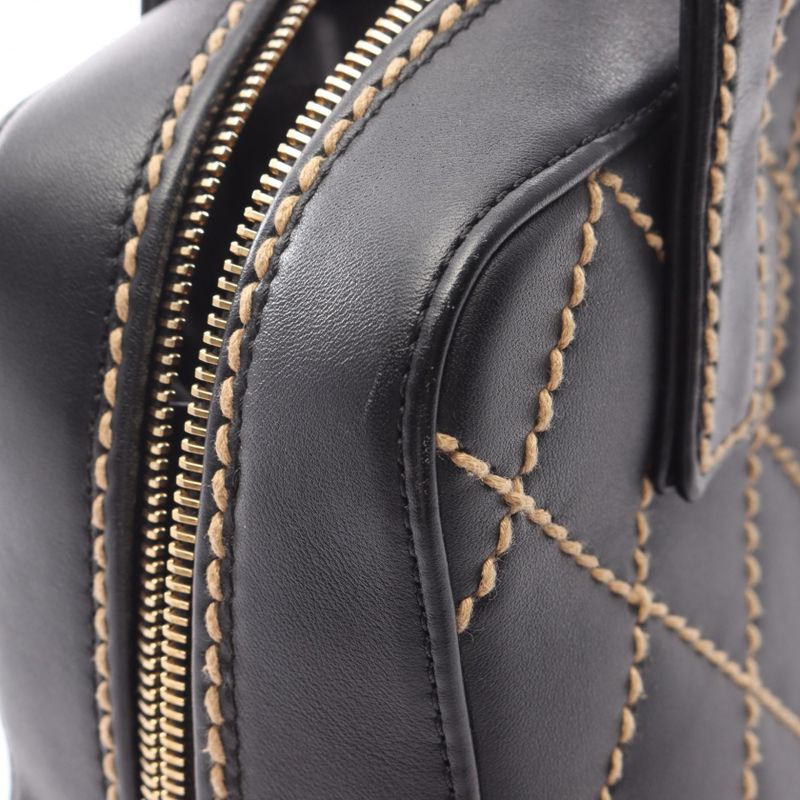 Chanel Handbag Wild Stitch Black Leather Wild Stitch Tote Bag Women's Used A