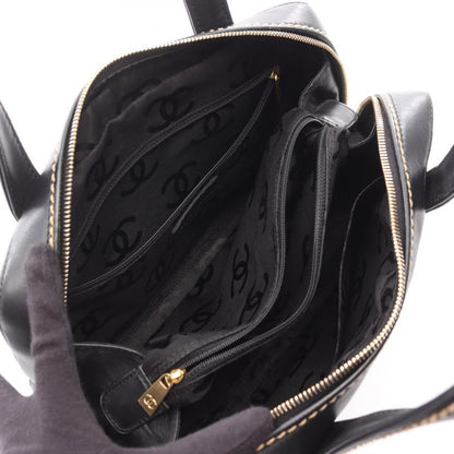 Chanel Handbag Wild Stitch Black Leather Wild Stitch Tote Bag Women's Used A