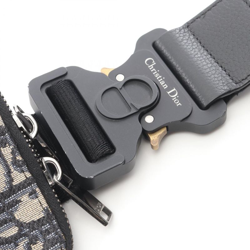 Dior Waist Bag Body Bag Saddle Oblique Jacquard Navy Canvas Leather Oblique