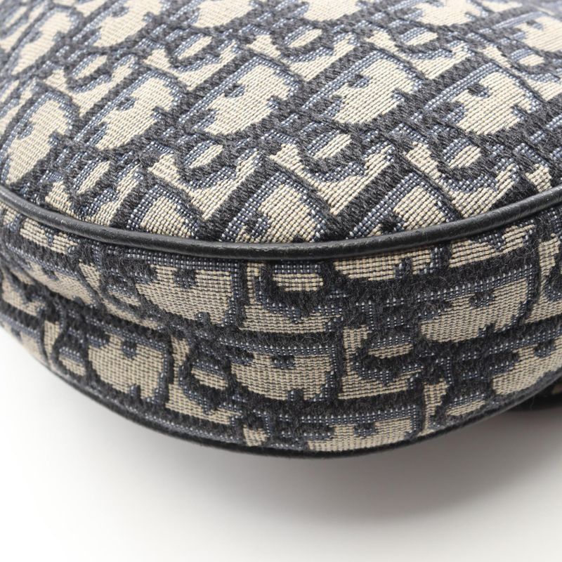 Dior Waist Bag Body Bag Saddle Oblique Jacquard Navy Canvas Leather Oblique
