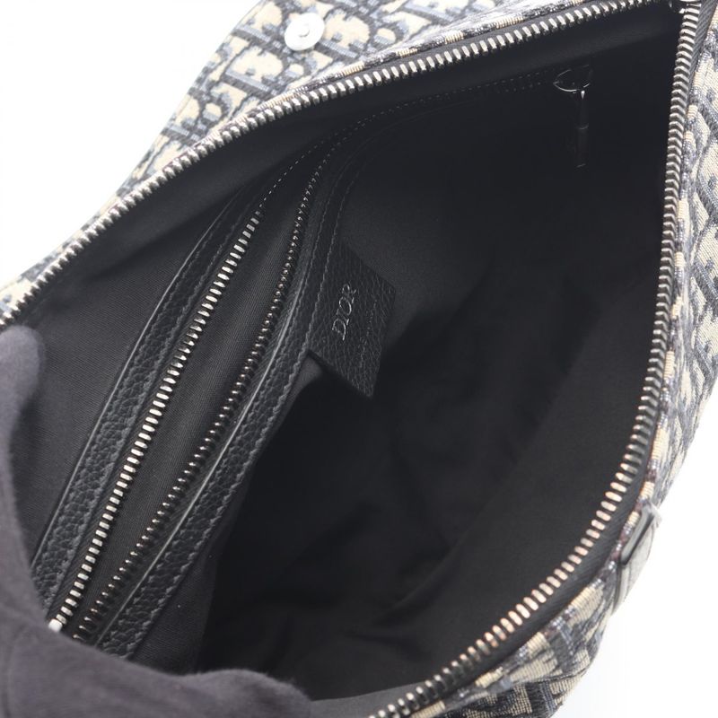 Dior Waist Bag Body Bag Saddle Oblique Jacquard Navy Canvas Leather Oblique