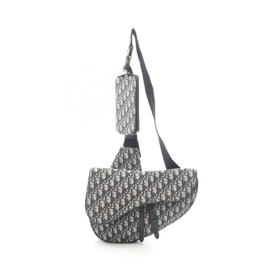 Dior Waist Bag Body Bag Saddle Oblique Jacquard Navy Canvas Leather Oblique