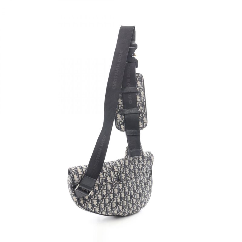 Dior Waist Bag Body Bag Saddle Oblique Jacquard Navy Canvas Leather Oblique
