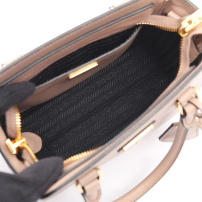 Prada Handbag Saffiano Soft C Beige Leather Galleria 2-Way