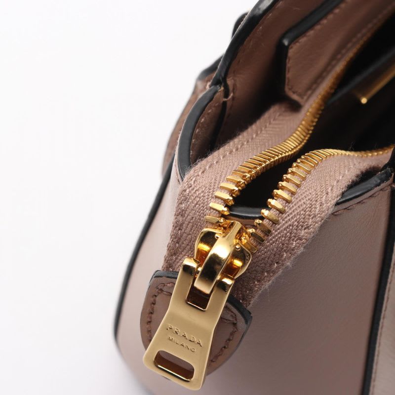 Prada Handbag Saffiano Soft C Beige Leather Galleria 2-Way