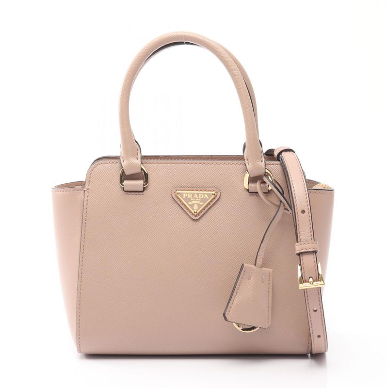 Prada Handbag Saffiano + SOFT C Beige Saffiano Leather Galleria 2way Shoulder