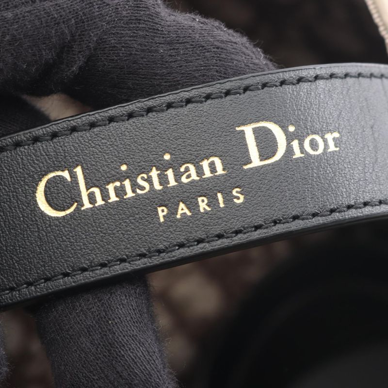 Dior Toujours Oblique Large Beige Dark Brown Canvas Leather Toujours Oblique