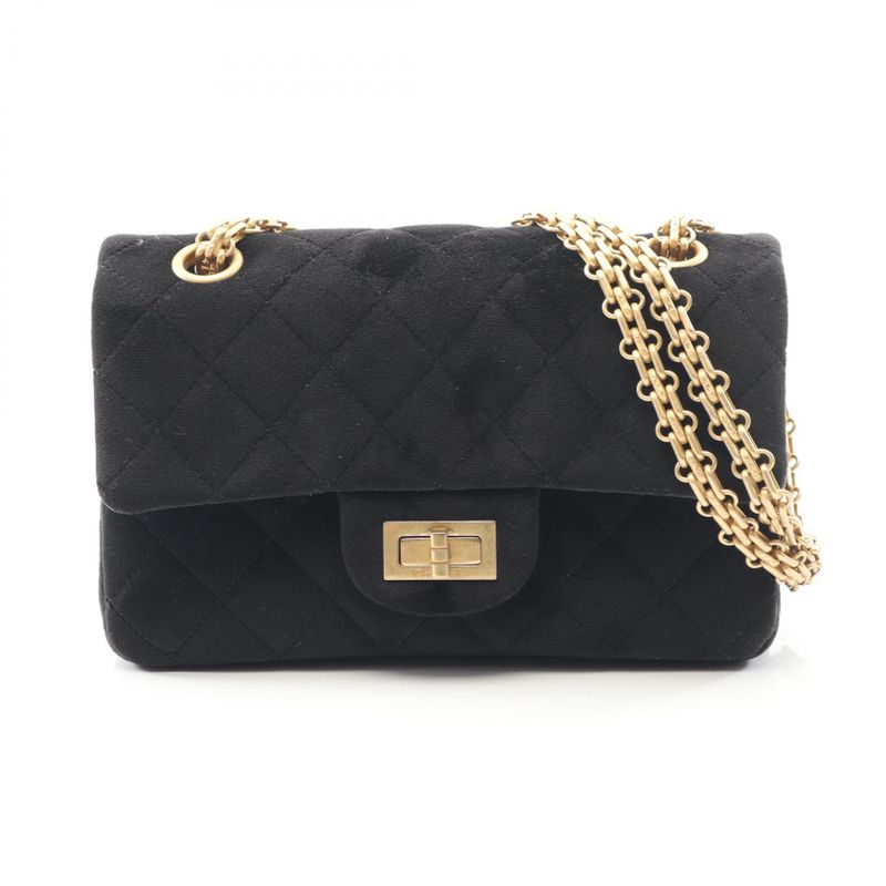 Chanel Shoulder Bag 2.55 Black Fabric 2.55 Mini Matelasse Chain Shoulder Ladies
