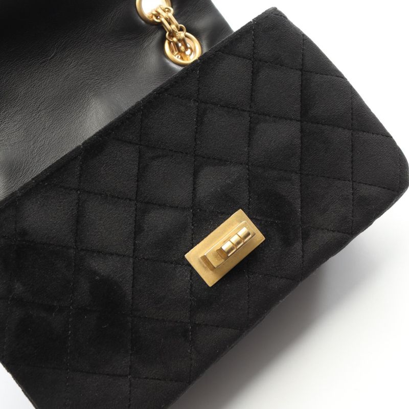 Chanel Shoulder Bag 2.55 Black Fabric 2.55 Mini Matelasse Chain Shoulder Ladies