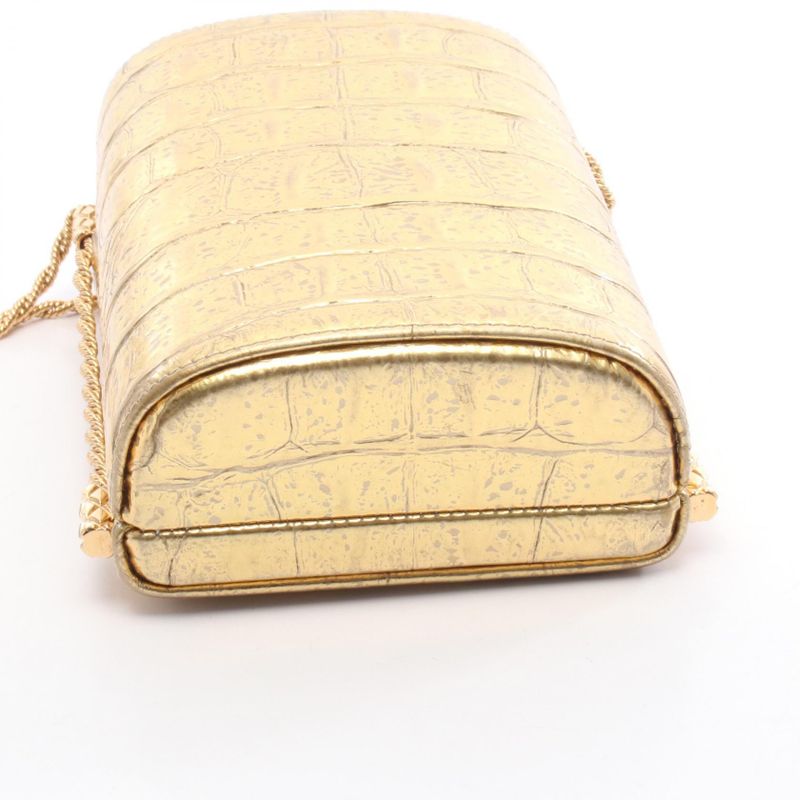 Chanel Shoulder Bag Coco Mark Gold Leather Chain Clutch Women's Used A