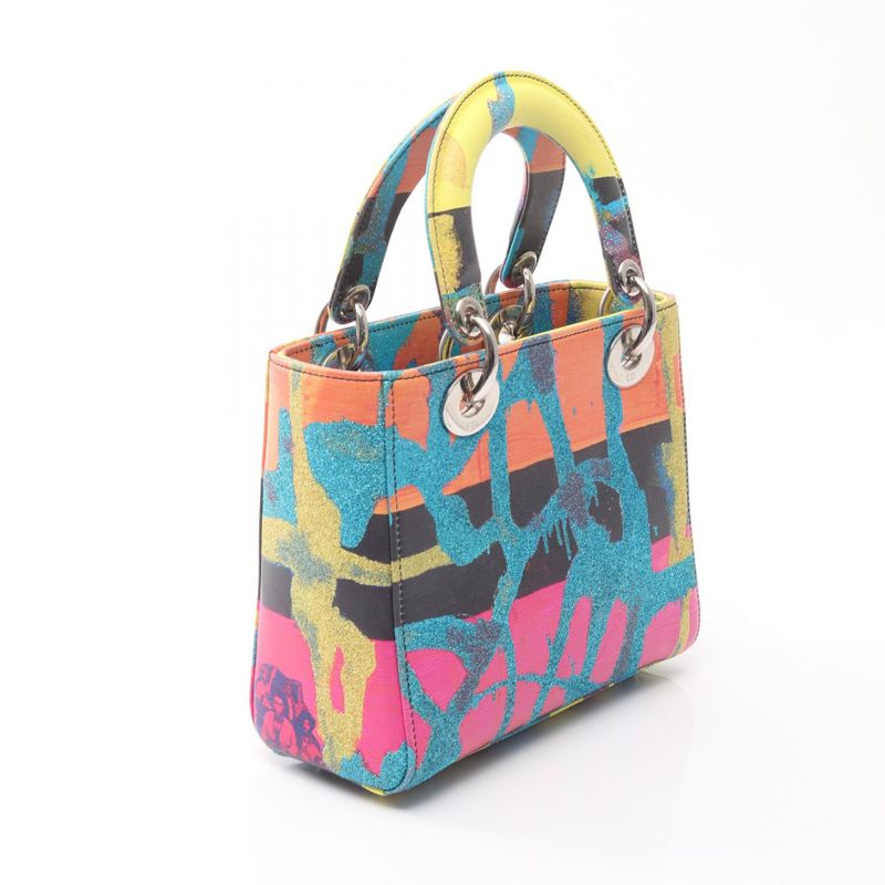 Dior Handbag Lady Dior Small Christian Dior × Chris Martin Multi Leather Lady