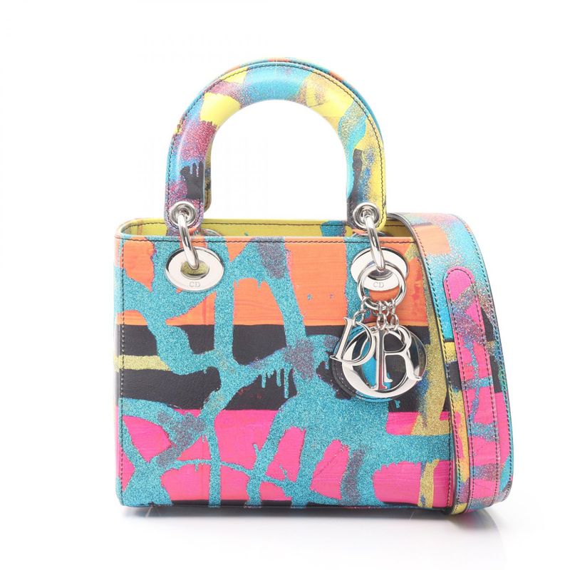 Dior Handbag Lady Dior Small Christian Dior × Chris Martin Multi Leather Lady