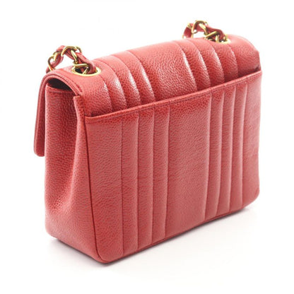 Chanel Shoulder Bag Mademoiselle Mini Red Leather Calf Mademoiselle Mini Chain