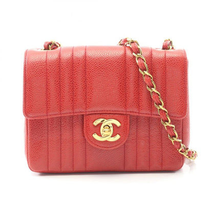 Chanel Shoulder Bag Mademoiselle Mini Red Leather Calf Mademoiselle Mini Chain