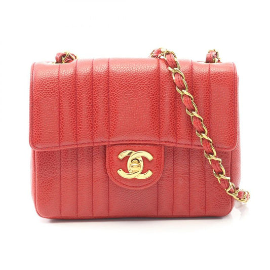 Chanel Shoulder Bag Mademoiselle Mini Red Leather Calf Mademoiselle Mini Chain