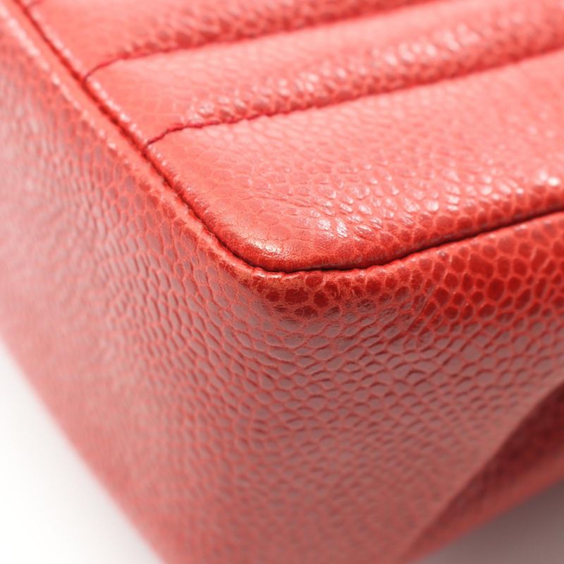 Chanel Shoulder Bag Mademoiselle Mini Red Leather Calf Mademoiselle Mini Chain