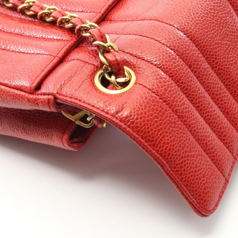 Chanel Shoulder Bag Mademoiselle Mini Red Leather Calf Mademoiselle Mini Chain