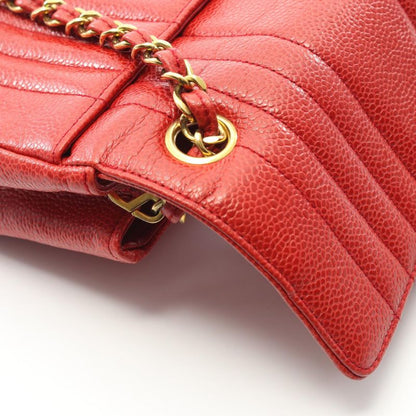 Chanel Shoulder Bag Mademoiselle Mini Red Leather Calf Mademoiselle Mini Chain