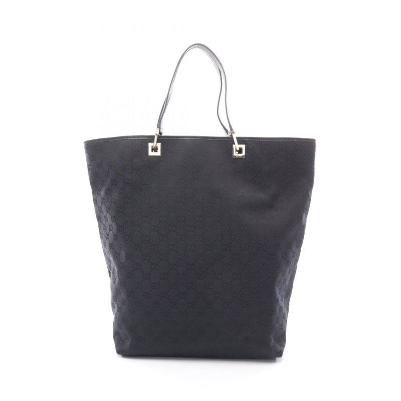 Gucci Tote Bag GG Canvas 002･1097 Black Canvas Leather Tote Bag Ladies Used A