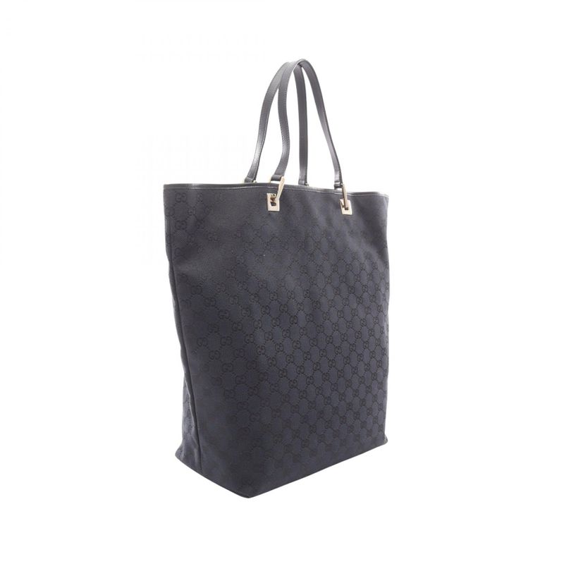 Gucci Tote Bag GG Canvas 002･1097 Black Canvas Leather Tote Bag Ladies Used A