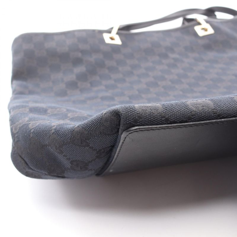 Gucci Tote Bag GG Canvas 002･1097 Black Canvas Leather Tote Bag Ladies Used A
