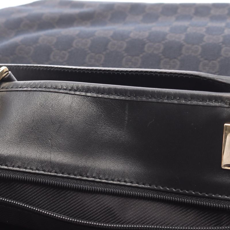 Gucci Tote Bag GG Canvas 002･1097 Black Canvas Leather Tote Bag Ladies Used A