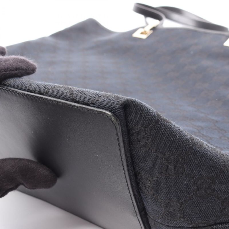 Gucci Tote Bag GG Canvas 002･1097 Black Canvas Leather Tote Bag Ladies Used A