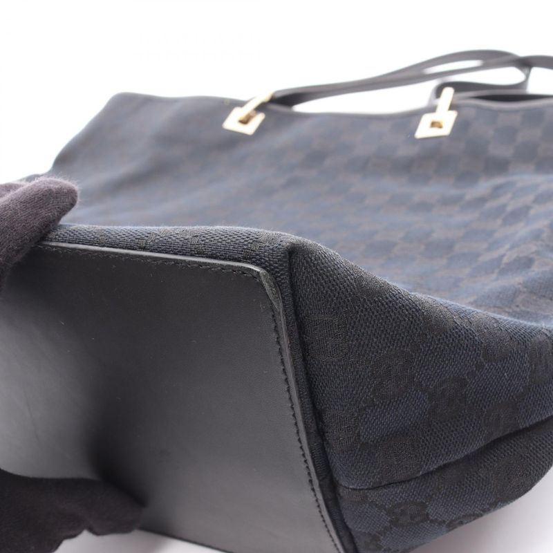 Gucci Tote Bag GG Canvas 002･1097 Black Canvas Leather Tote Bag Ladies Used A