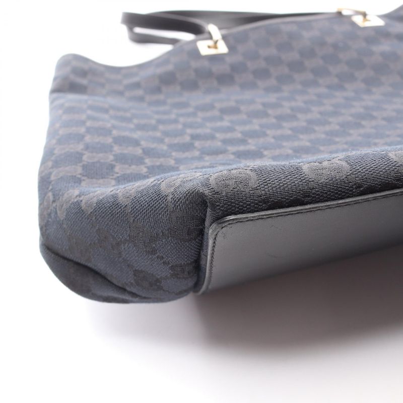 Gucci Tote Bag GG Canvas 002･1097 Black Canvas Leather Tote Bag Ladies Used A