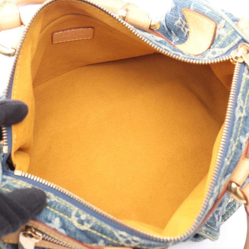 Louis Vuitton Handbag Neo Speedy M95019 Blue Denim Leather Neo Speedy Ladies
