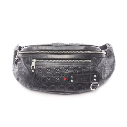 Gucci Waist Bag Body Bag Guccissima Sherry Line 246409 Black Leather Guccissima