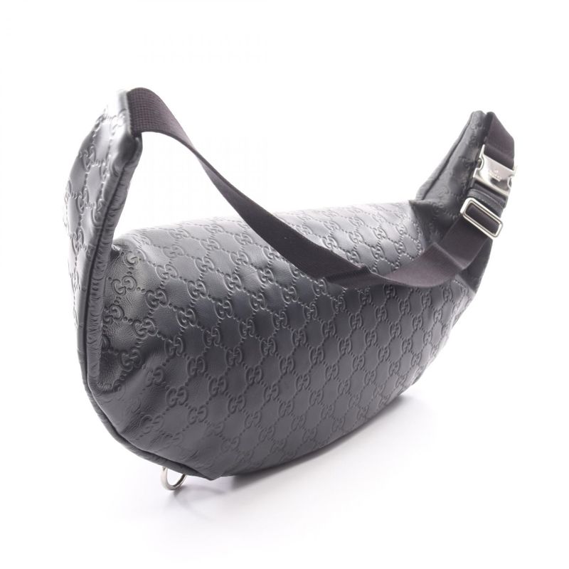 Gucci Waist Bag Body Bag Guccissima Sherry Line 246409 Black Leather Guccissima