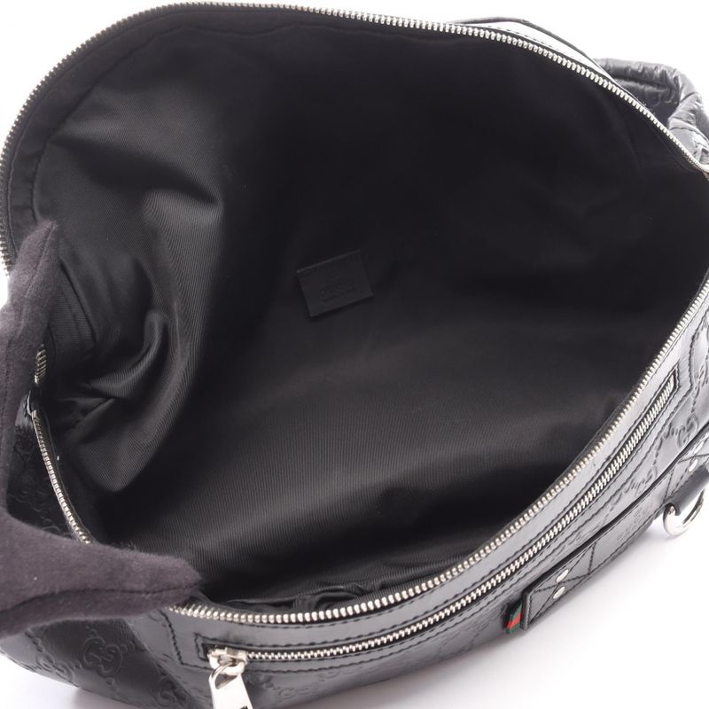 Gucci Waist Bag Body Bag Guccissima Sherry Line 246409 Black Leather Guccissima