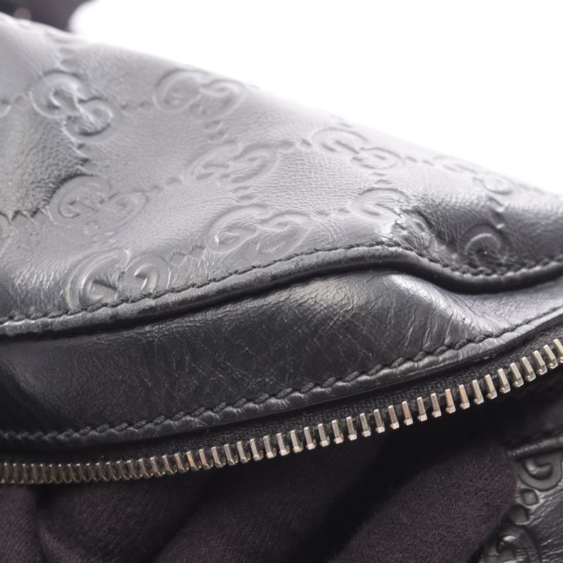 Gucci Waist Bag Body Bag Guccissima Sherry Line 246409 Black Leather Guccissima