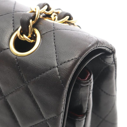 Chanel Shoulder Bag Matelasse W Flap Black Lambskin Matelasse Double Flap Chain