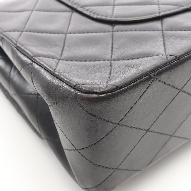 Chanel Shoulder Bag Matelasse W Flap Black Lambskin Matelasse Double Flap Chain