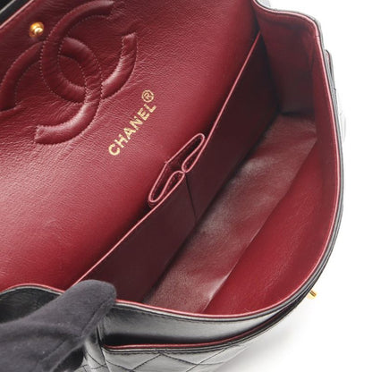 Chanel Shoulder Bag Matelasse W Flap Black Lambskin Matelasse Double Flap Chain