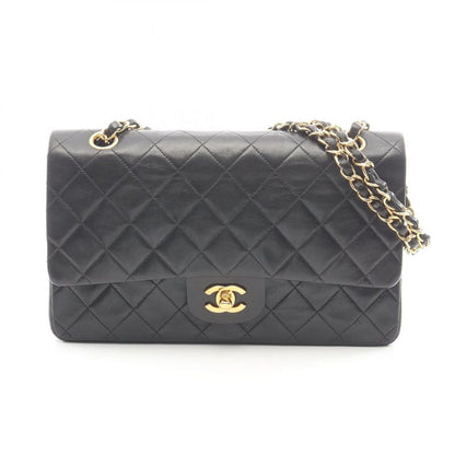 Chanel Shoulder Bag Matelasse W Flap Black Lambskin Matelasse Double Flap Chain