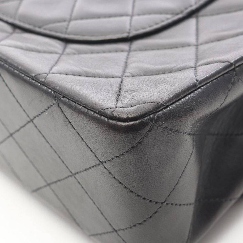 Chanel Shoulder Bag Matelasse W Flap Black Lambskin Matelasse Double Flap Chain