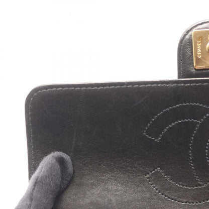 Chanel Shoulder Bag Matelasse Single Flap Black Lambskin Matelasse Push Lock